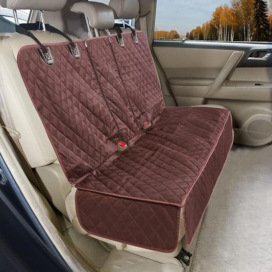 ANOSOSPECIAL Dog Car Seat Cover for Back Seat Cover for Kids,Non Stick Fur Rear Seat Protector for Pet,Nonslip Waterproof Universal Fit Interior for Auto SUV(XL, Coffee Brown)