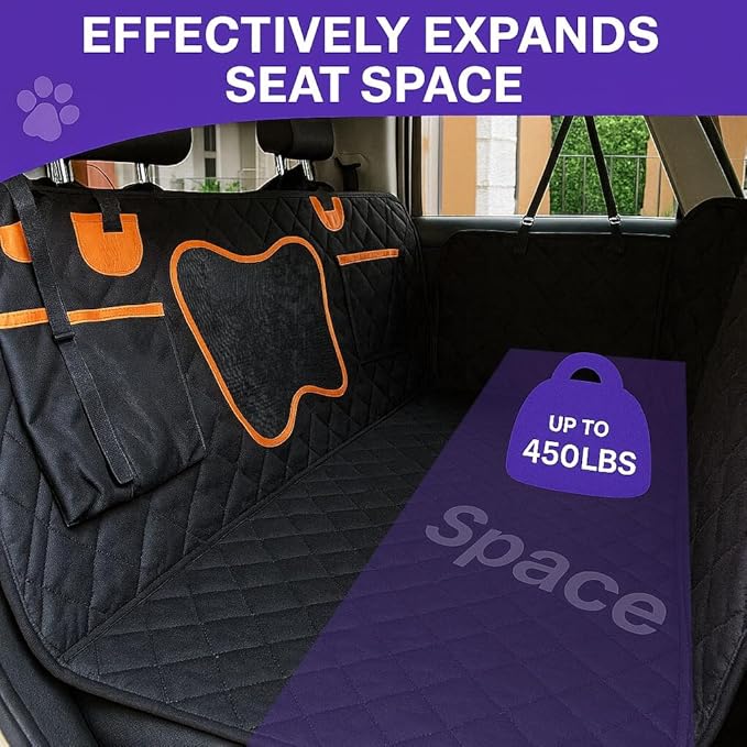 Dog Car Seat Cover with Mesh Window | Waterproof 600D Heavy Duty Nonslip Scratch Proof Hammock | Universal Fit for SUV, Truck, Car