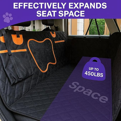 Dog Car Seat Cover with Mesh Window | Waterproof 600D Heavy Duty Nonslip Scratch Proof Hammock | Universal Fit for SUV, Truck, Car