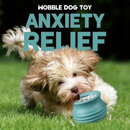 Dog Enrichment Treat Toy, Long-Lasting Wobbly Interactive Freeze Lick Toys for Dogs, Stuffable Puzzle Feeder Toy for Boredom, Silicone Treat Dispensing Chew Toy (Teal Blue,L)