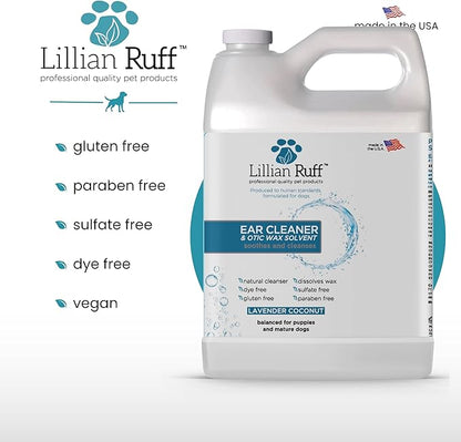 Lillian Ruff Ear Cleaner & Otic Rinse for Sensitive Ears: Alcohol Free Dog Ear Wash with Alo+H6+F6:K28F6:N29