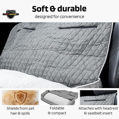 Seat Armour PetBed2GO Universal Gray, Large Pet Bed Cushion & Car Seat Cover, 52x20x7, 6lbs