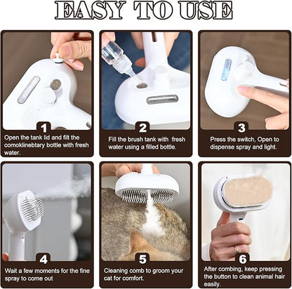 Katoggy Spray Cat Brush, Self Cleaning Dog Steam Brush, Easy To Clean, Remove Static Flying Hair Steam Grooming for Cats and Dogs