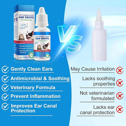 Redshine Ear Drops for Cats & Dogs-Dog Ear Infection Medication-Ear Mites Treatment-Dog Yeast Soothing Cleansing with 1% Hydrocortisone-Clean Pet Earwax-Mild and Effective (120ml)