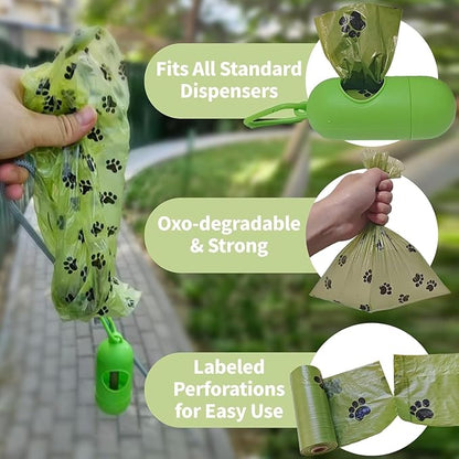 Enhanced Strength Dog Poop Bags - 300 Count Leak-Proof Scented Rolls | Biodegradable Pet Waste Bags with Dispenser, Extra Thick Dog Poo Bags for Puppy & Large Breed Cleanup