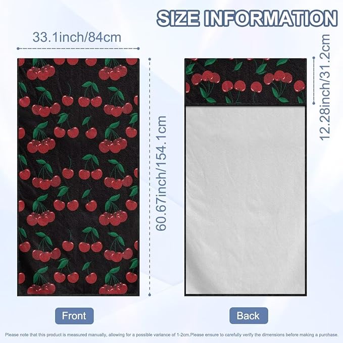 SEANATIVE Cherry Print Car Towel Front Seats Seat Covers, Washable Seat Protector, Fit Beach Swimming Outdoor Sports, Universal Fit Most Cars Trucks SUVS Car