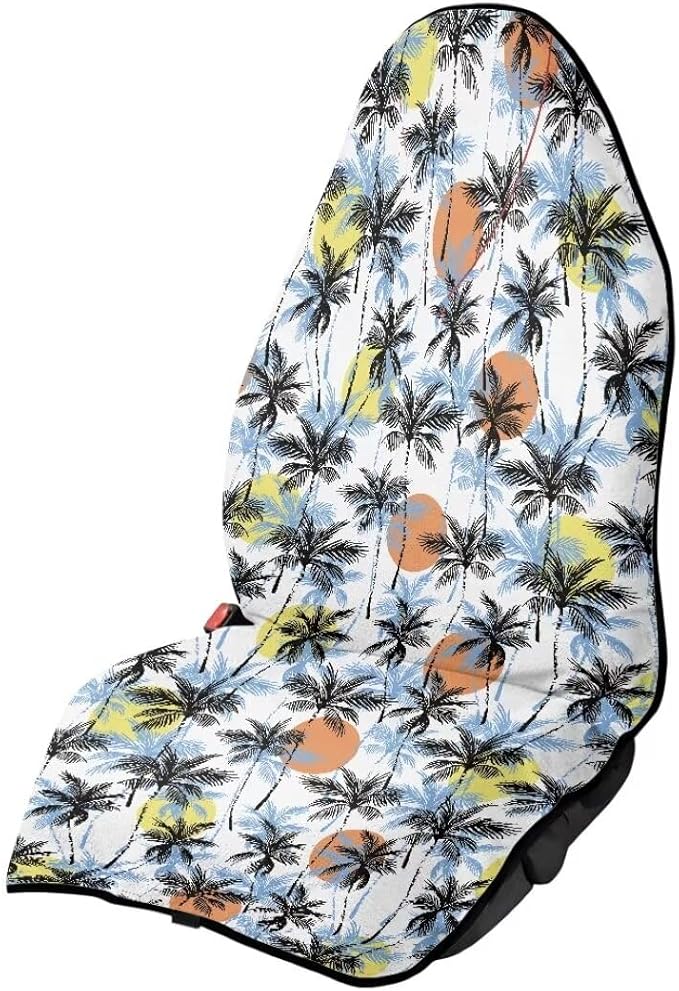 Coldinair Palm Tree Towel Car Seat Cover for Men,Sweat Car Seat Protector after Workout,Gym,Swimming,Anti-Slip Universal Car Seat Covers for Truck,Van,SUV