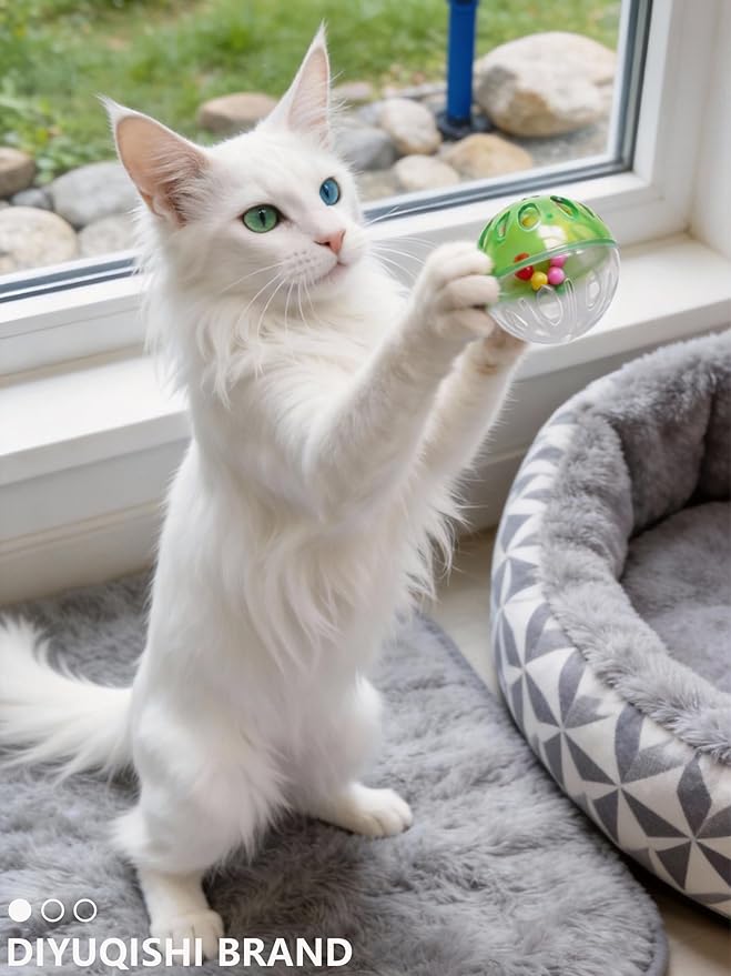 10 Colorful PP Cat Toys Balls for Indoor Kitten, Interactive Chase and Bite Toys for All Kittens and Cats (1.5'' - 2.2'')