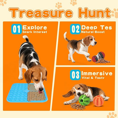9-in-1 Interactive Dog Toys Set: Mental Stimulation Puzzle, Treat Dispenser Ball & Chew Toys，Lick Mat – Boredom Buster Combo to Keep Small, Medium Dogs Busy & Engaged