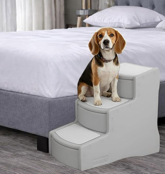 Pet Gear Easy Step III Pet Stairs, 3 Step for Cats/Dogs, Removable Washable Carpet Treads, for Pets Up to 150lbs, No Tools Required, Available in 9 Colors, Sea Salt