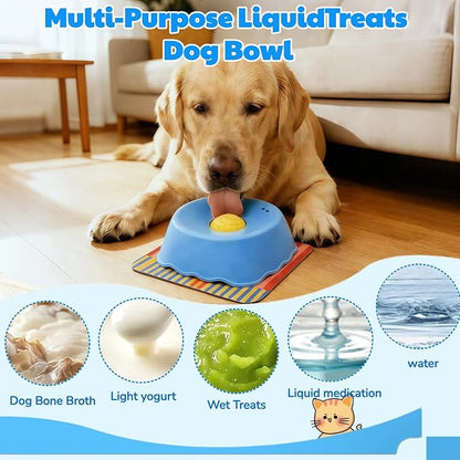 Slow Feeder Dog Bowl for Liquid with Built-in Ball,250ml Non-Slip for Bone Broth & Yogurt,Prevents Wet Chin,Anxiety Relief & Mental Stimulation,Food-Grade Easy Clean Enrichment Toy for All Breeds