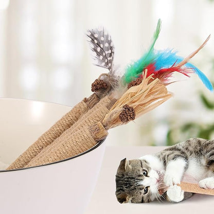 Cat Toys Cat Chew Toys, Silvervine Sticks Catnip Rope Toys for Cats Teeth Cleaning, Kitten Dental Care, Kitty Toys for Indoor Cats Increase Appetite,Enhances Oral & Dental Health (4 Pack)