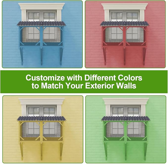 Cat Window Box Catio Outdoor Pet Patio with Bug Proof Net for Sunbathing, Napping＆Bird Watching Cat Outside Enclosure no Drill Window Perch for Indoor Cats for Apartments, Grey/White (Grey)