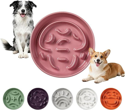 Ceramic Slow Feeder Dog Bowl - Maze Dog Bowl to Slow Down Eating - Feeding Dish for Fast Eaters - Ideal Food Control Dish for Medium to Large Breeds - 8.2 Inch - 1.8 Cups (180g) - Pink
