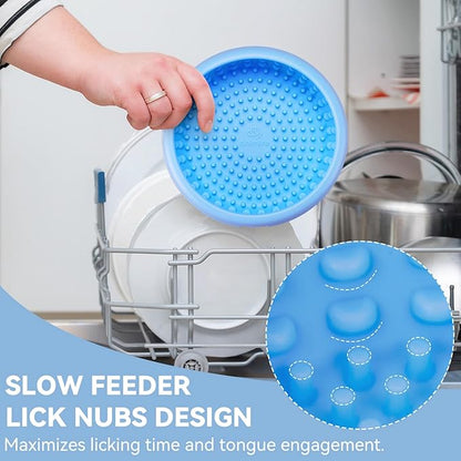 Dog Lick Bowl, Animire Freeze Lick Mat for Dogs, Non-Slip Slow Feeder Licking Bowl Enrichment Treat for Distraction Anxiety Relief, Food Grade Silicone, Dishwasher Safe(Baby Blue,L)