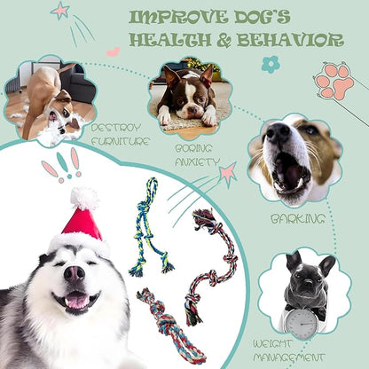 3-Pack Heavy Duty Dog Rope Toy, Tough Chew Toys, Durable Interactive Tug of War &Teeth Cleaning Ropes for Large and Medium Aggressive Chewers (3-Pack, Large)