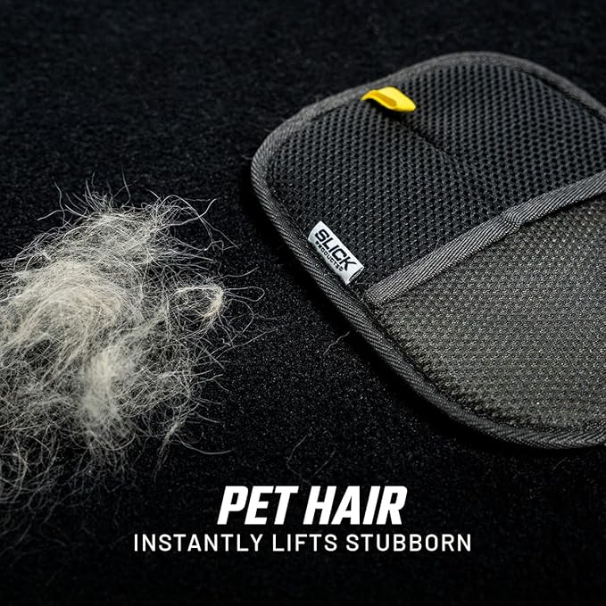 Slick Products Washable & Reusable Pet Hair Removal Glove – Dog & Cat Hair Remover Tool for Clothing, Couch, Car, Bed, Carpet – Textured Mitt for Easy Hair Removal