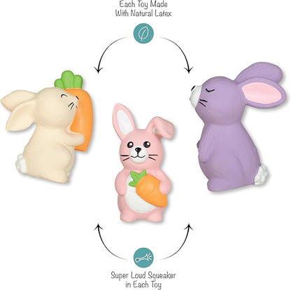 Fringe Studio Latex Dog Toy, 3 Pieces Set, Hopping Love Carrots, Petshop Collection (367072)