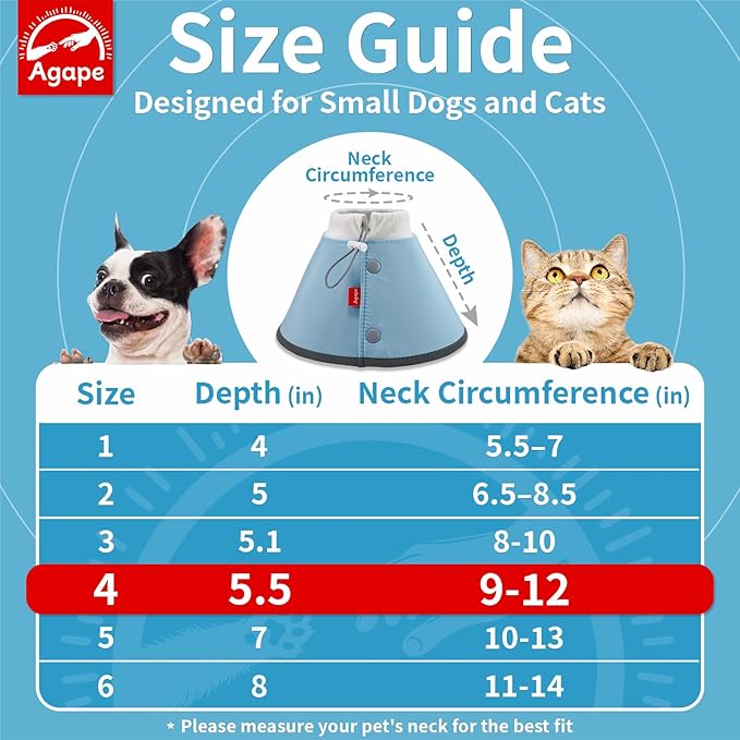 Agape Soft Dog Cone for Small Dogs & Cats, Comfy Dogs Recovery Collar After Surgery, Adjustable E Collar Alternative to Stop Licking, Protective Elizabethan Cones for Pup&Kitty, Comfortable Dog Cones