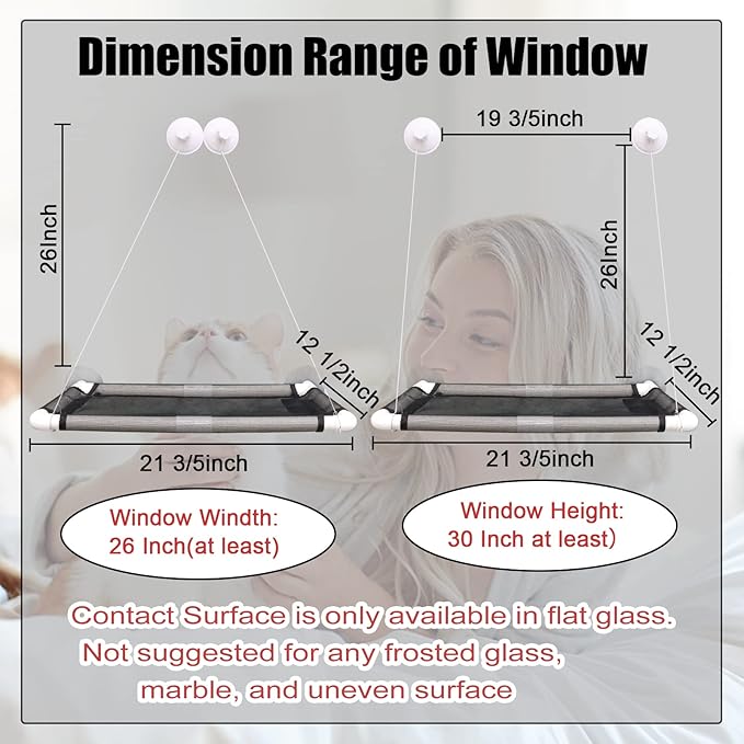 ZALALOVA Cat Window Perch Seat Large Sturdy Cat Beds Fleece Blanket 2026 Latest Screw Suction Cups Resting with Blanket (Grey)