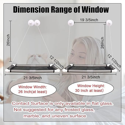 ZALALOVA Cat Window Perch Seat Large Sturdy Cat Beds Fleece Blanket 2026 Latest Screw Suction Cups Resting with Blanket (Grey)