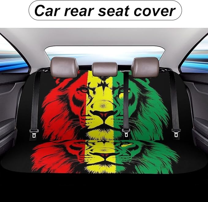 Car Seat Protector SUV Bench Seat Cover, Fashion Decor, Dirt Proof Dog Car Back Seat Cover for Trucks SUV Compatible with Reggae Rasta Flag Lion