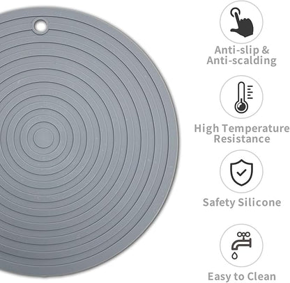 Fhiny 3PCS Silicone Pet Food Mat, 9.5" Round Waterproof Non-Slip Dog Cat Bowl Placemat Preventing Feed and Water Overflow Suitable for Medium Small Bowl Dish Plate for Small Animals Protect Floor