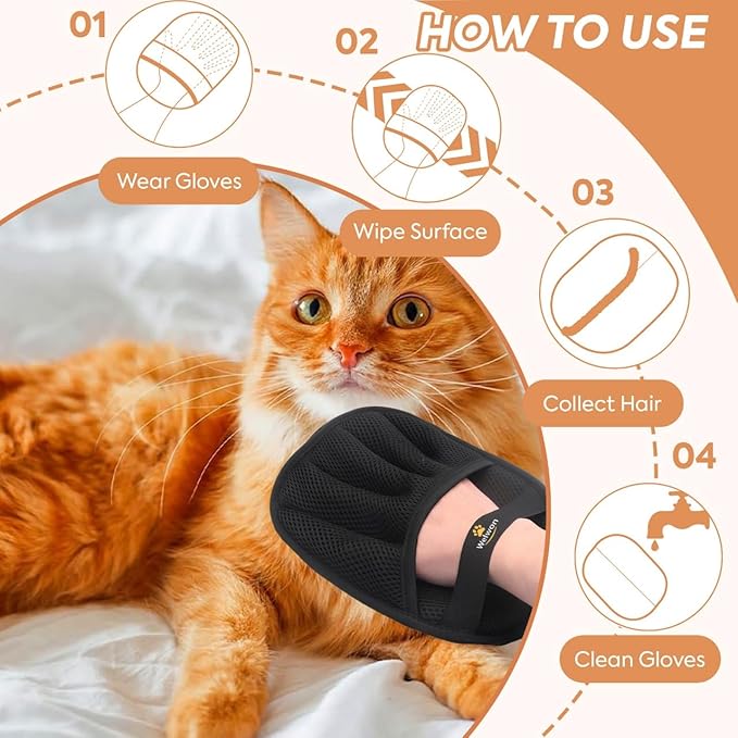 2 Pcs Furcatch Magic glove for pet hair ,dog hair remover mitt efficient pet grooming glove , electrostatic pet hair remover glove for dogs & Cats, pet hair glove for Laundry, Couch, Carpet, Car Seat
