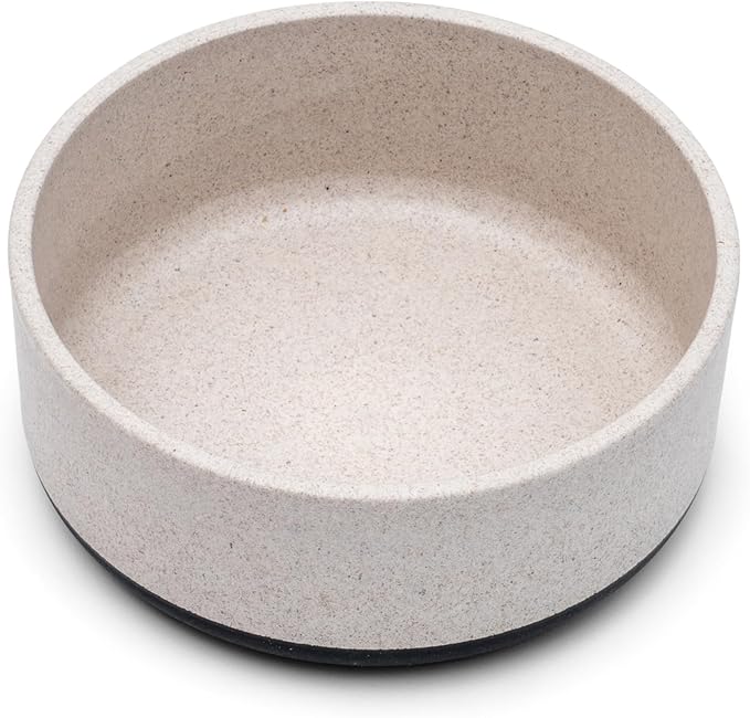 Titan Bamboo Dog Bowl Medium with Ultra Grip Rubber Base Pet Bowl 7 inch