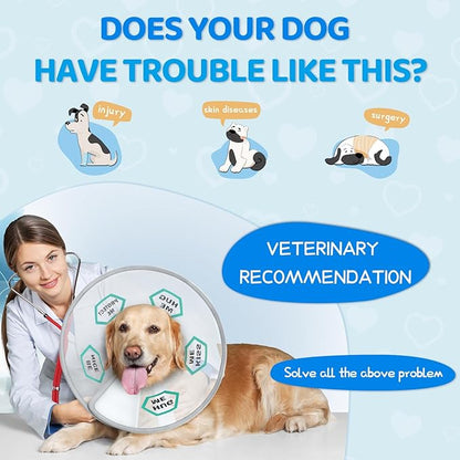 Supet Dog Cone Collar After Surgery to Stop Licking: Adjustable Recovery Elizabeth Collar Alternative for Large Medium Small Dogs, Plastic Pet Head Neck Cone (XS)