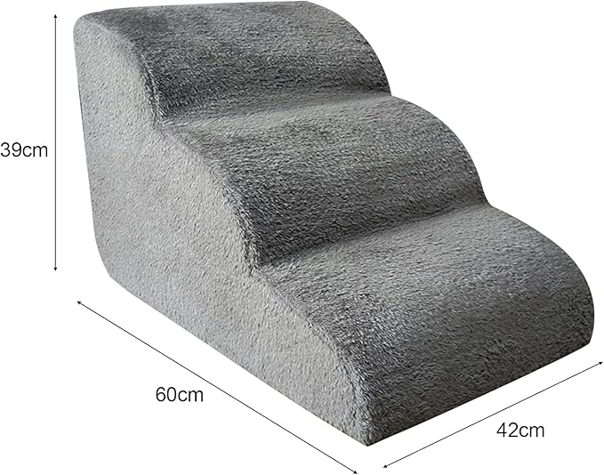 Dog Stairs Ramp for High Bed and Couch, SHUAIGUO Non Slip Pet Ramp Steps with Removable Cover, Extra Wide Pet Ramp with High Density Foam for Small Dog Cat, 3-Tiers