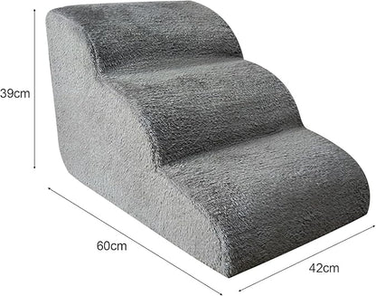 Dog Stairs Ramp for High Bed and Couch, SHUAIGUO Non Slip Pet Ramp Steps with Removable Cover, Extra Wide Pet Ramp with High Density Foam for Small Dog Cat, 3-Tiers