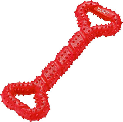YES4QUALITY Dog Chew Toy - Durable Chew Bone for Medium and Large Dogs - 13", Red - Tough Rubber Tug of War Bone Pet Toy for Aggressive Chewers - Bumpy Design for Puppy Teething