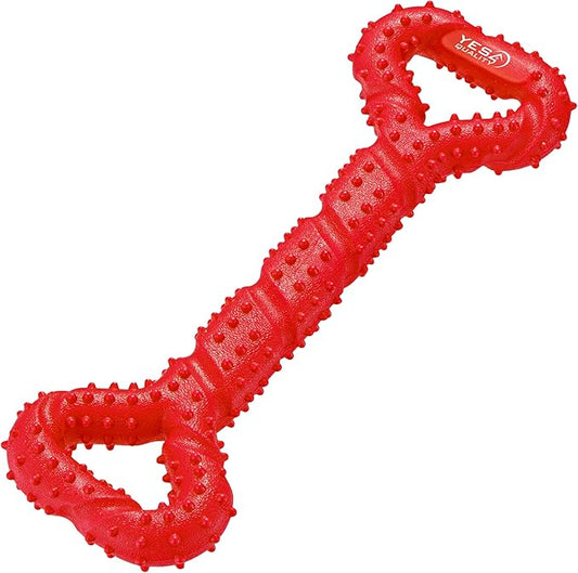 YES4QUALITY Dog Chew Toy - Durable Chew Bone for Medium and Large Dogs - 13", Red - Tough Rubber Tug of War Bone Pet Toy for Aggressive Chewers - Bumpy Design for Puppy Teething