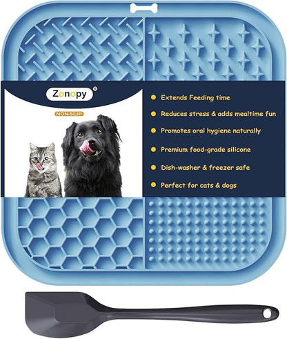Licking Mat for Dogs & Cats with Suction Cups, 1 Pack Square Dog Slow Feeder Lick Pat for Anxiety Relief & Boredom, Dog Toys to Keep Them Busy, Pets Bathing Training Grooming Mat