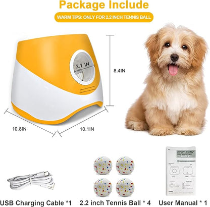 SOCO Automatic Ball Launcher for Dogs with Random Mode, 3 Settings to 45FT, Rechargeable Dog Ball Thrower with 4 ETPU Tennis Balls for Small Medium Breeds