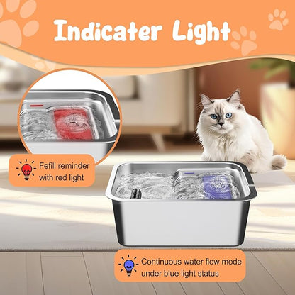 Stainless Steel Dog Fountain, 7L/10L Large Capacity Automatic Water Dispenser with 5 Filters, LED Indicator, Silent Pump for Medium to Large Cats Dogs and Multi-Pet Home (10L Fountian)