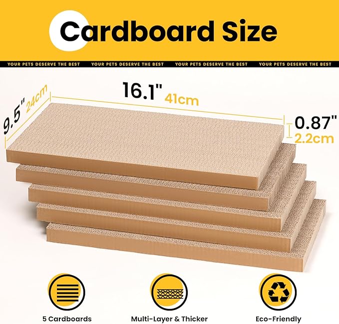 Cat Scratcher Box with Heavy-Duty Double-Sided Cardboard Pad, Cardboard Lounger, Cat Bed for Indoor Cats, Interactive Hole Design, Large - 5 Pack, White