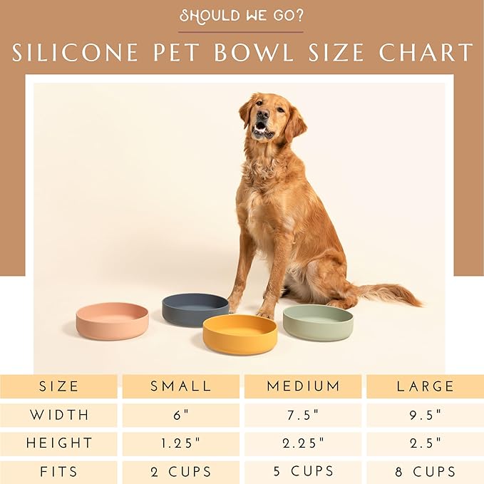 Should We Go? Dog Water Bowl - The Perfect Dish No-Spill, Less Mess Non-Tippable Water & Food Bowl, Silicone with Suction Cup Fits 8 Cups 9.5" Across x 2.5" Tall, Ideal for All Pets, Large-Terracotta