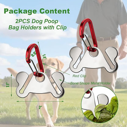 2PCS Dog Poop Bag Holder, Waste Bag Holder, Dog Poop Bag Carrier, Hand Free Holder