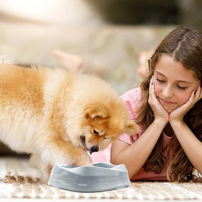VANNON Slow Feeder Dog Bowls Non Slip Puppy Bowl Durable Dog Puzzle Feeder Bloat Stop Food Bowls for Puppy and Small Dogs, BPA Free, 2 Cups, Grey