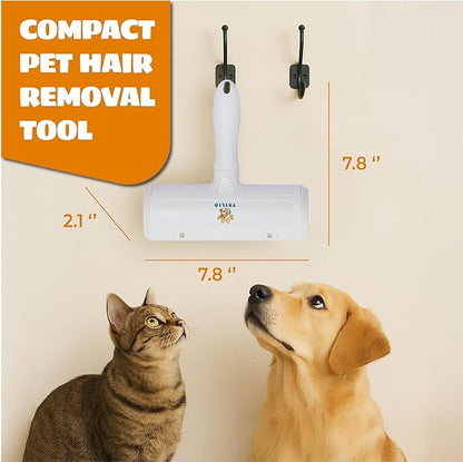 Pet Hair Remover with Fur Collector - Easy to Use Pet Hair Removal Tool - Cat & Dog Hair Remover for Couch, Furniture, Clothes, Bedding, Car - Reusable Lint Roller (White)