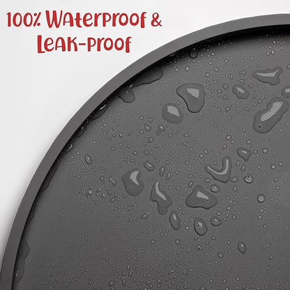 DogBuddy Dog Food Mat - Waterproof Dog Bowl Mat, Silicone Pet Mat for Food and Water Bowls, Nonslip Pet Feeding Mat with Edges, Dogs Food Mats for Floors, Puppy Supplies (Large, Gray)