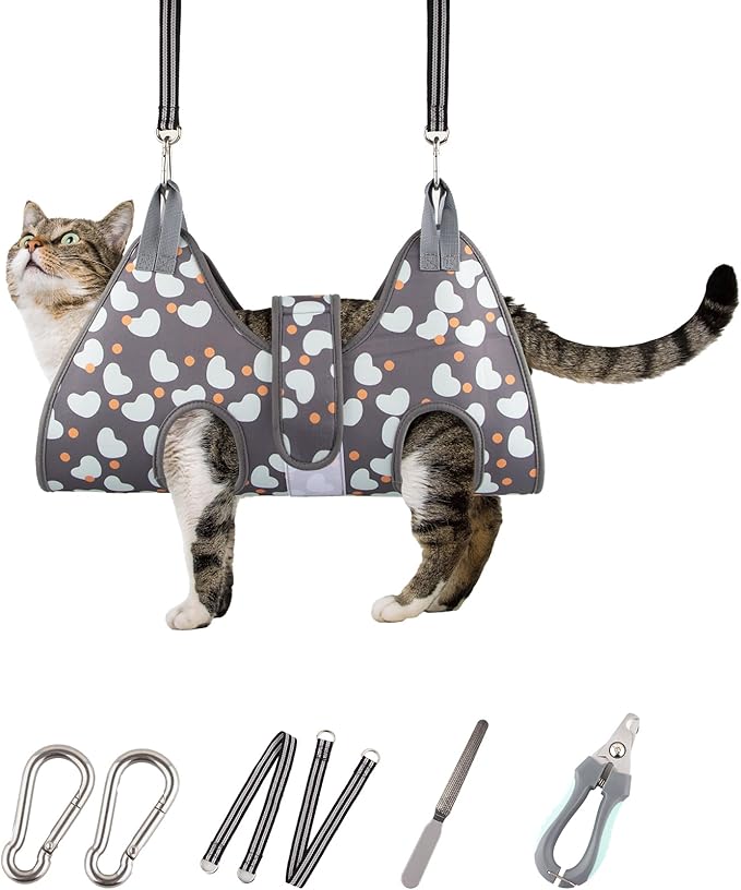 Dog Grooming Hammock for Small Dogs Cat, Dog Grooming Harness for Nail Trimming, Pet Grooming Hammock Sling for Cutting Nails with Nail Clippers, Nail File