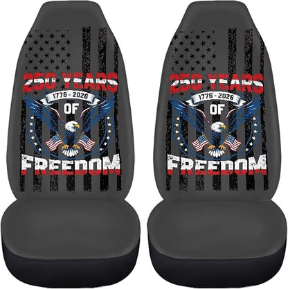 Eagle USA Flag Car Seat Covers for Front Seats American 250th Anniversary Patriotic Car Accessories for Women Men Washable and Breathable Car Seat Cover Set of 2 for Trucks SUV Sedans