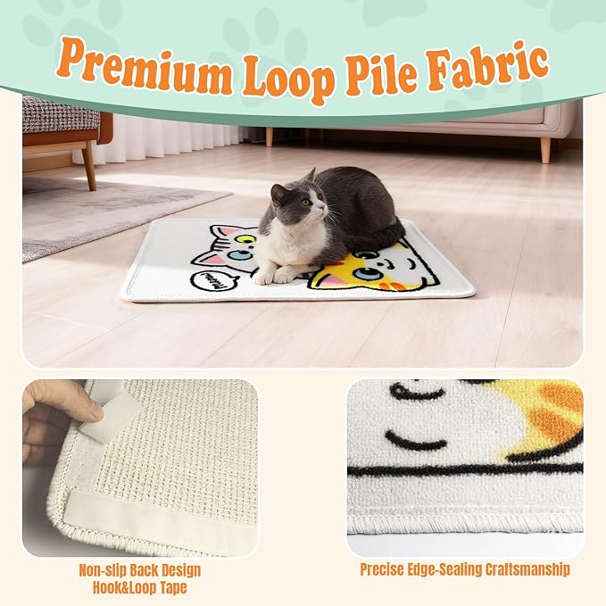 Cat Scratch Mat - 19.69 x 13.78 Inches High-Density Loop Pile Cat Scratcher Pad, Furniture Anti-Scratch Protector, Indoor Cat Scratch Pad for Cat Claw Grinding