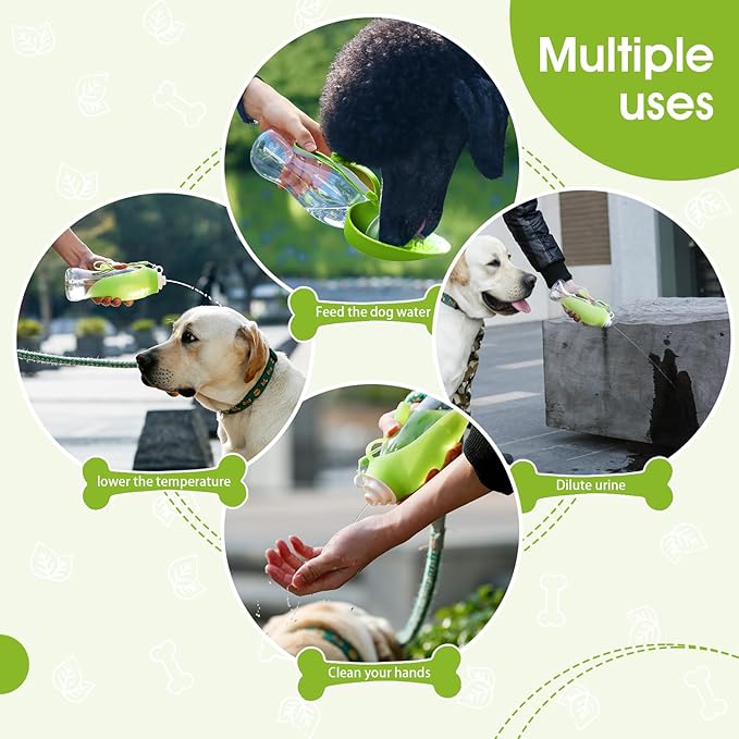 SUPERDESIGN Dog Water Bottle, Portable Dog Water Bottle for Small to Large Dogs, Leak Proof Dog Travel Water Bottle, Small Leaf Travel Water Bowl for Dogs and Dog Walking Accessories (19.6OZ, Green)