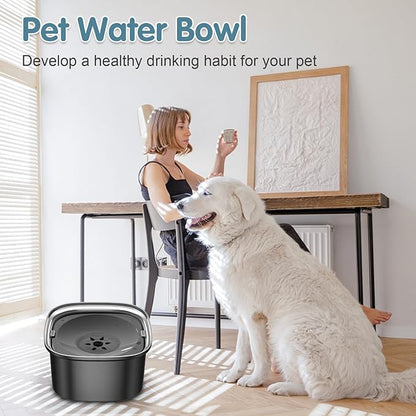 UPSKY 3L Dog Water Bowl 101oz Stainless Steel No Spill Large Capacity Dog Food Water Bowl Slow Water Feeder, Spill Proof Pet Water Dispenser Vehicle Carried Travel Water Bowls