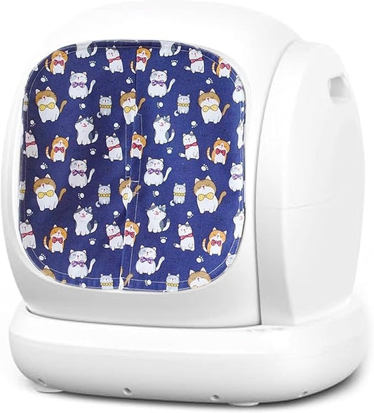 Curtain for Self Cleaning Cat Litter Box,Reduces Cat Litter Bounce, Stops Odors from The Litter Box Self Cleaning (FatBlue)