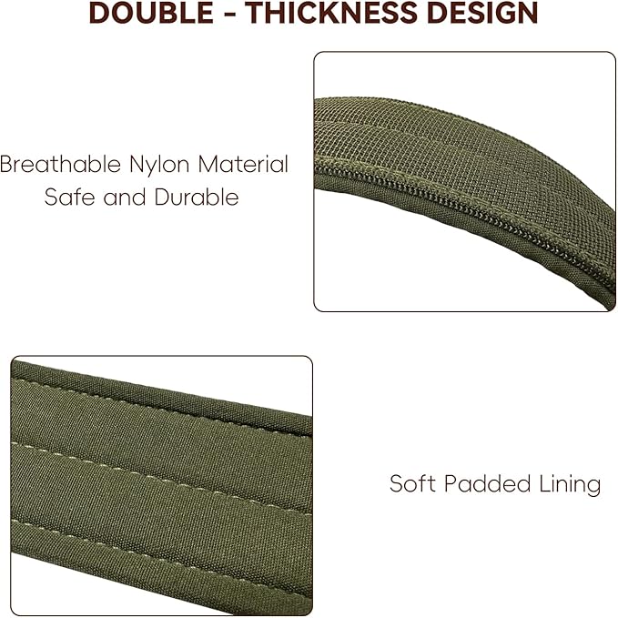 Heavy Duty Dog Collar for Large Dogs, Tactical Dog Collars with Metal Buckle & D Ring, 1.5" Width Thick Adjustable Nylon Collar for Medium Dogs, Army Green/L